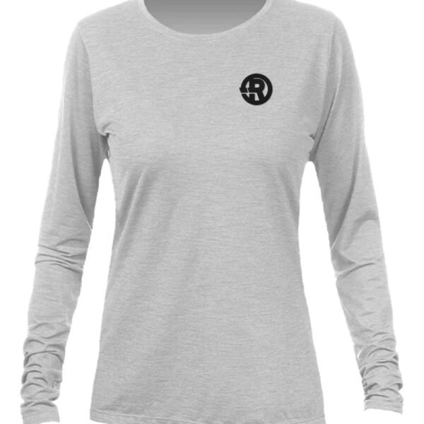 Anetik - Women's Breeze Tech Long Sleeve Tee in Alloy Heather with Black RAWSO logo