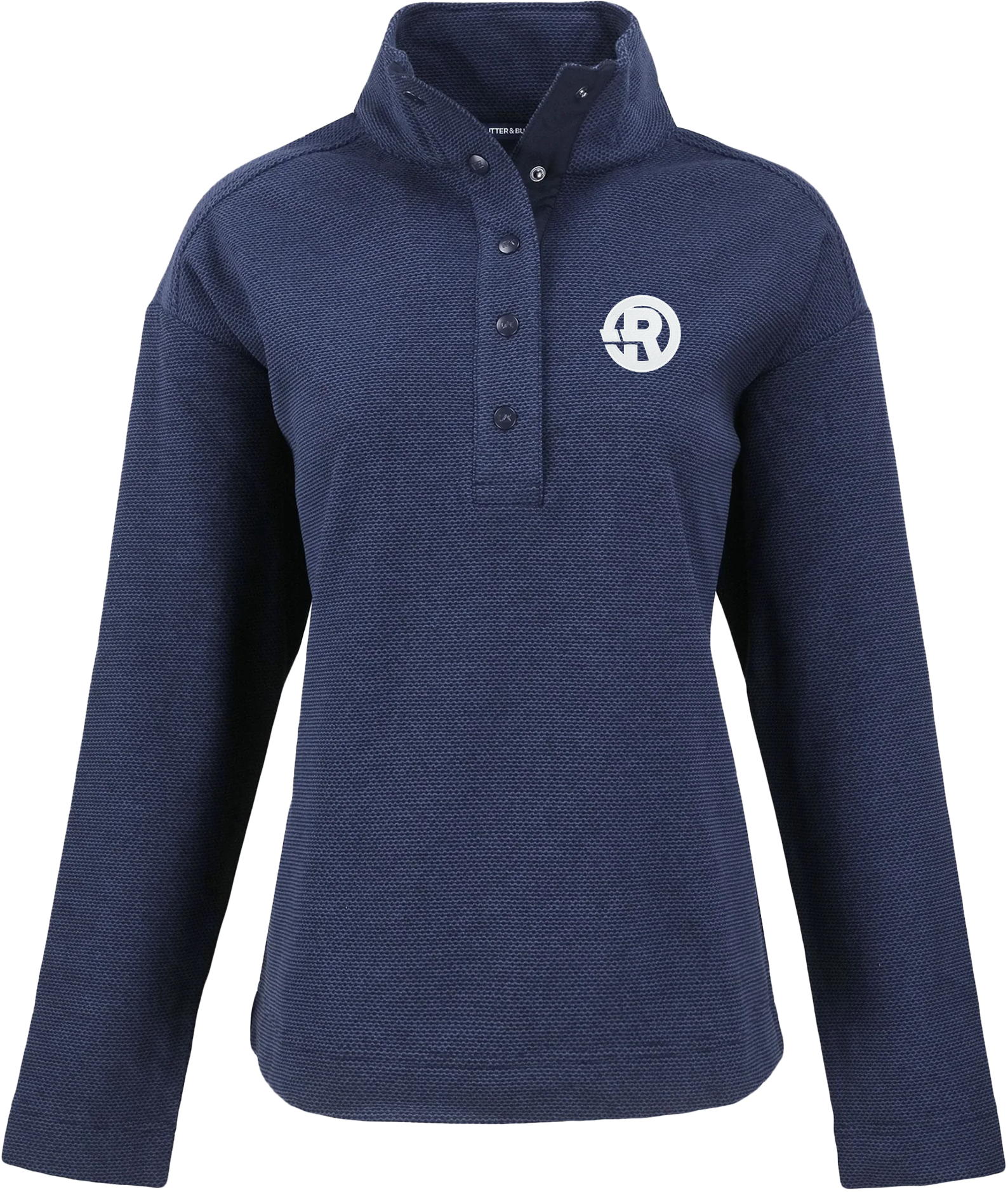 Cutter & Buck - Women's Hunt's Point Textured Fleece Recycled Snap Pullover in Navy with White RAWSO logo