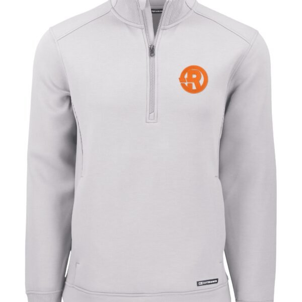 Cutter & Buck - Men's Roam Recycled Quarter Zip Pullover in White with Orange RAWSO logo