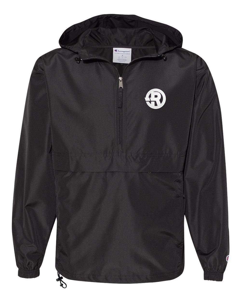 Champion - Packable Quarter-Zip Jacket in Black with White RAWSO logo