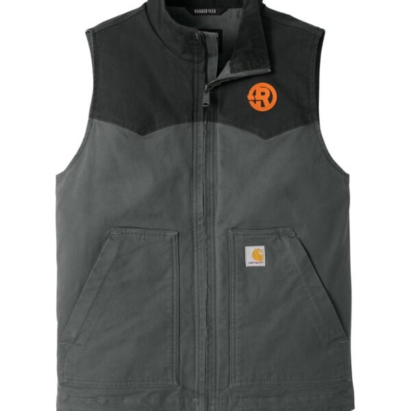 Carhartt - Men's Montana Rugged Flex® Duck Vest in Black/Shadow Grey with Orange RAWSO logo