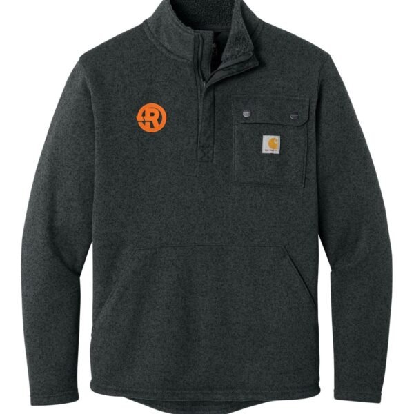 Carhartt - Men's Midweight 1/4-Zip Sweater Fleece in Black with Orange RAWSO logo