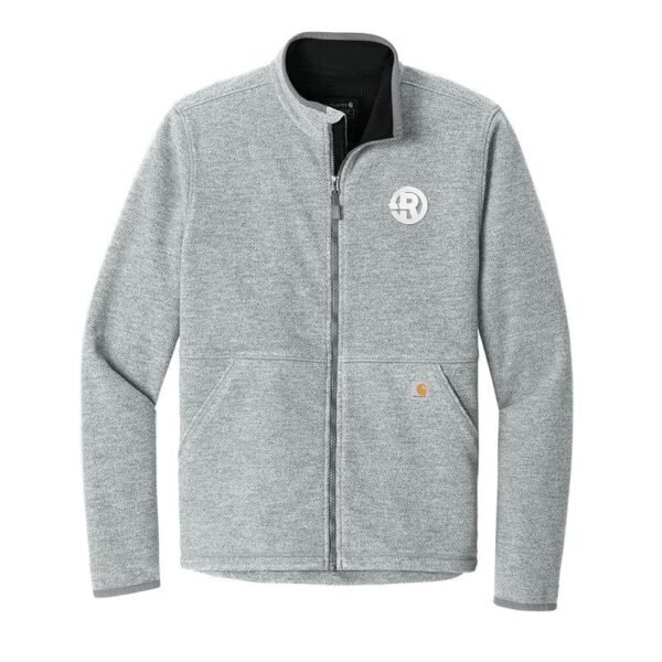 Carhartt - Men's Textured Full-Zip Fleece Jacket in Heather Grey with White RAWSO logo