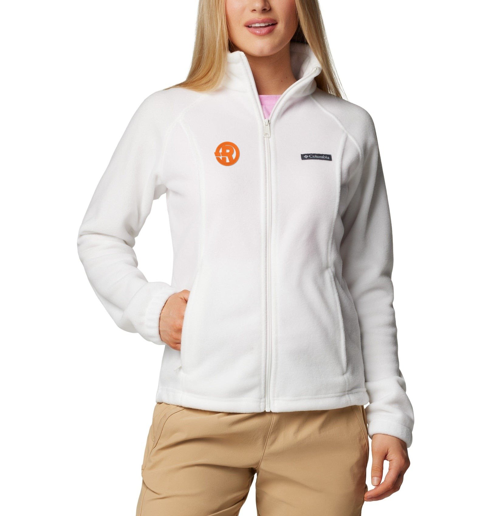 Columbia - Women's Benton Springs™ Full-Zip Fleece Jacket in Sea Salt with Orange RAWSO logo