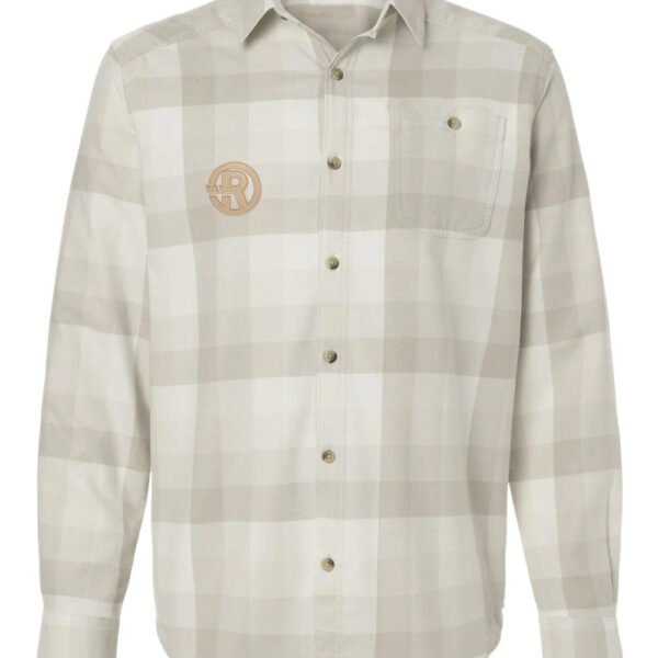 Columbia - Men's Cornell Woods™ Flannel Shirt in Dark Stone Multi Buffalo Check with Cream RAWSO logo