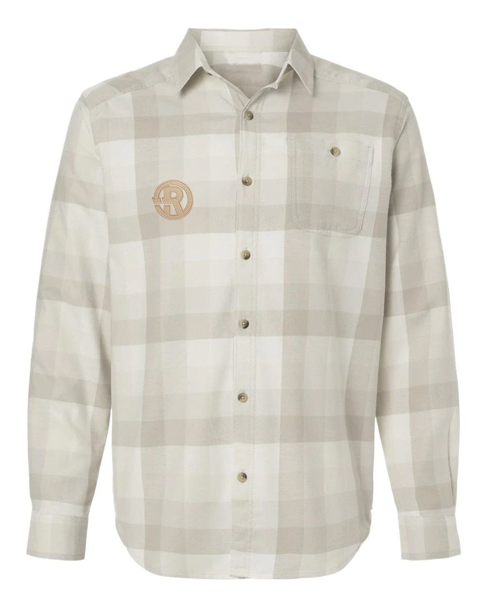 Columbia - Men's Cornell Woods™ Flannel Shirt in Dark Stone Multi Buffalo Check with Cream RAWSO logo