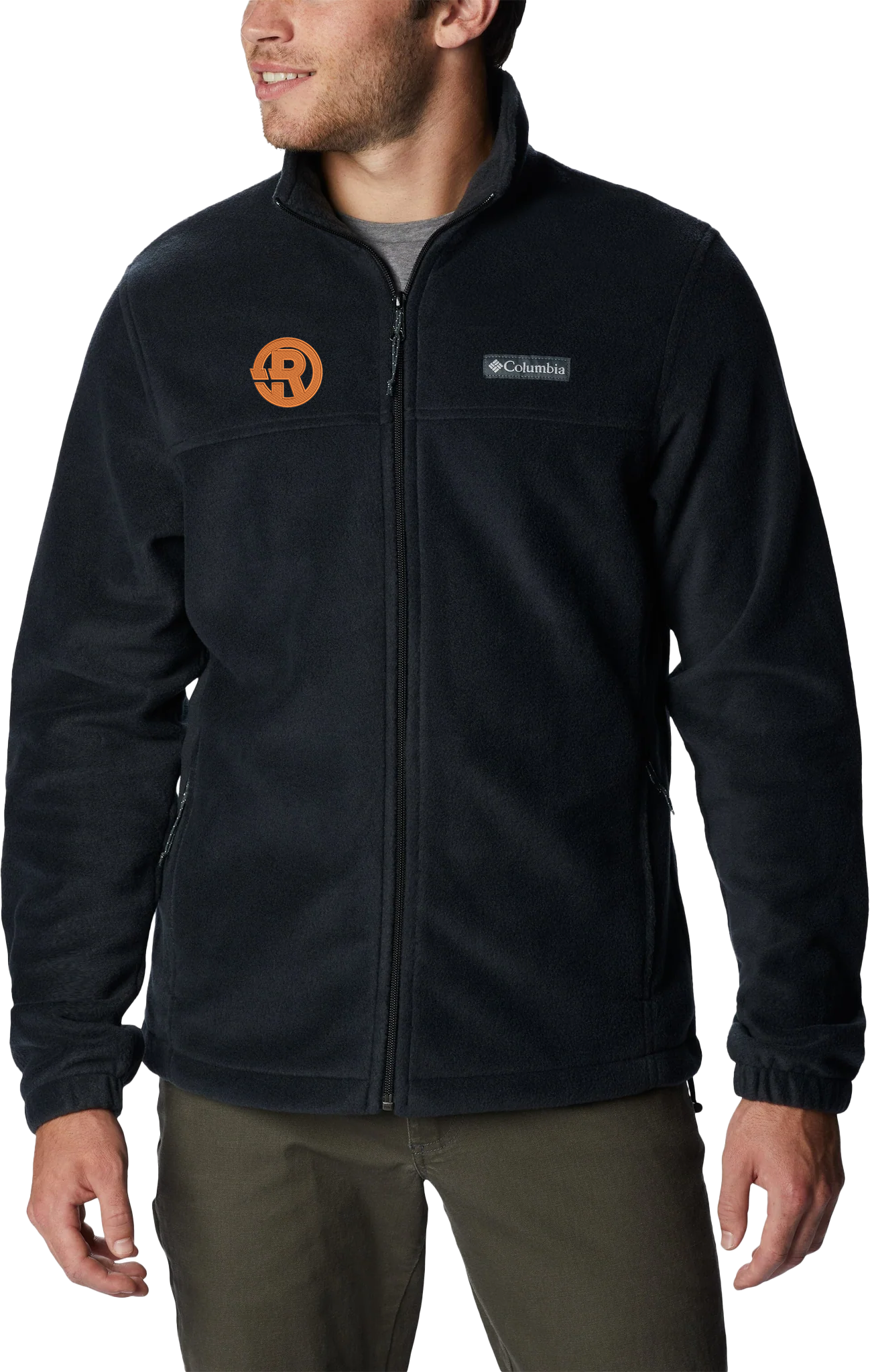 Columbia - Men's Full-Zip Steens Mountain™ Fleece Jacket in Black with Orange RAWSO logo