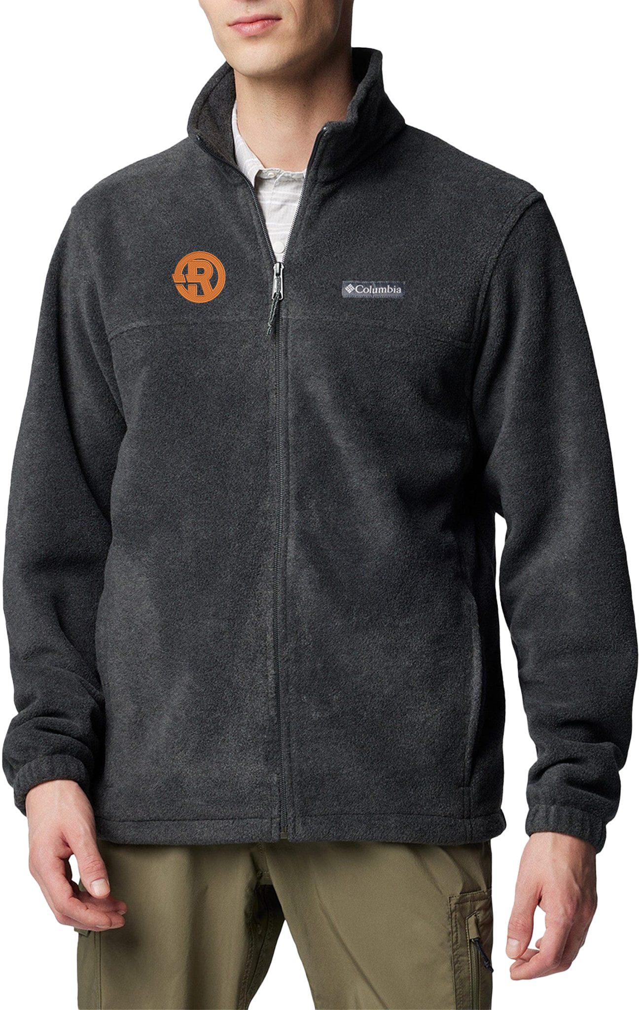 Columbia - Men's Full-Zip Steens Mountain™ Fleece Jacket in Charcoal with Orange RAWSO logo