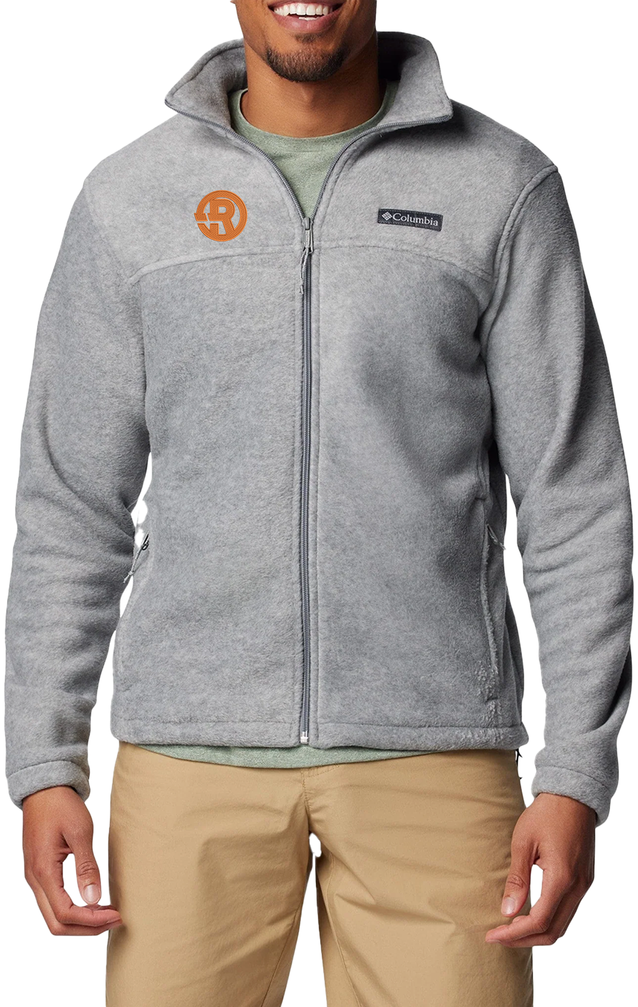 Columbia - Men's Full-Zip Steens Mountain™ Fleece Jacket in Grey with Orange RAWSO logo