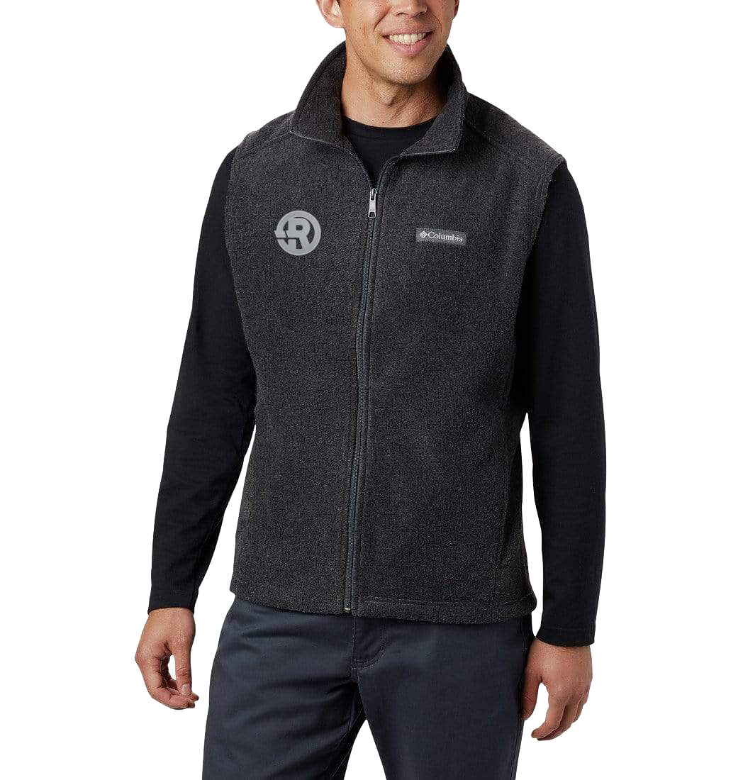 Columbia - Men's Steens Mountain™ Fleece Vest in Charcoal Heather with Grey RAWSO logo