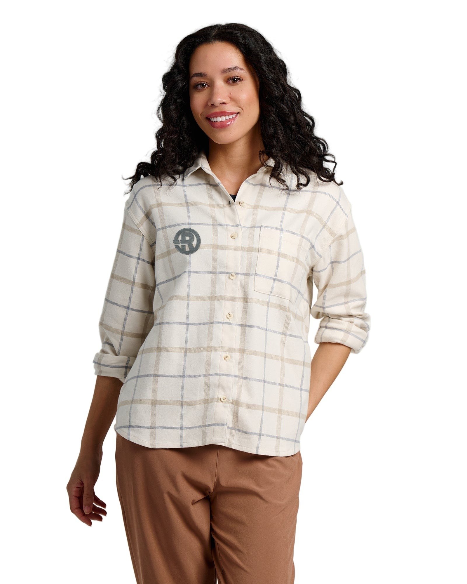 Free Fly - Women's Seawool Flannel Shirt in Birch Plaid with Grey RAWSO logo