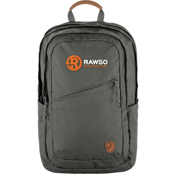 Fjällräven – Räven 28 Backpack in Basalt with Full Logo (Orange R / White RAWSO) RAWSO logo
