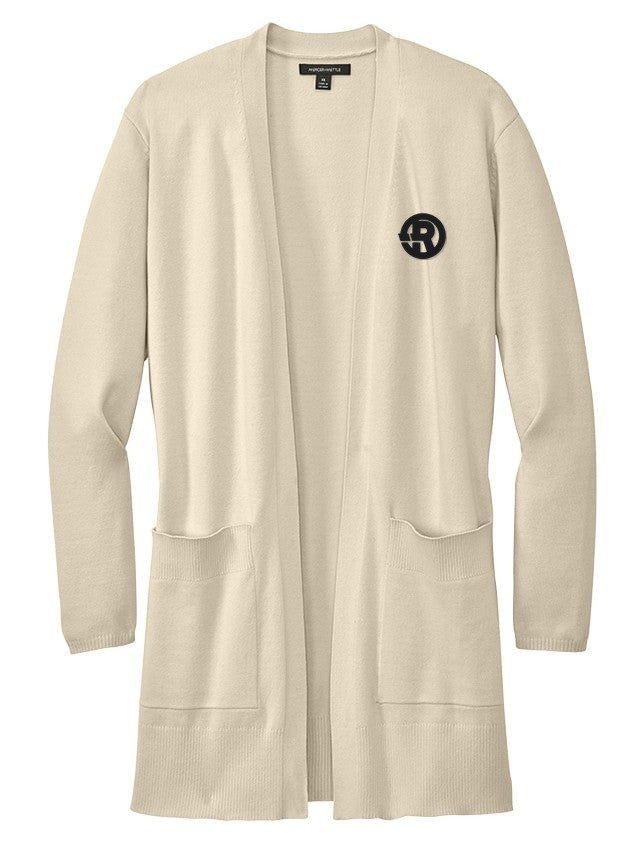 Mercer+Mettle - Women's Open-Front Cardigan Sweater in Birch with Black RAWSO logo