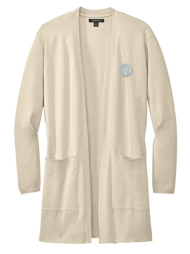 Mercer+Mettle - Women's Open-Front Cardigan Sweater in Birch with Silver RAWSO logo