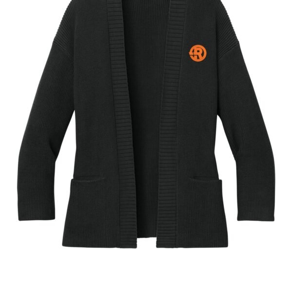 Mercer+Mettle - Women's Open Cardi in Deep Black with Orange RAWSO logo