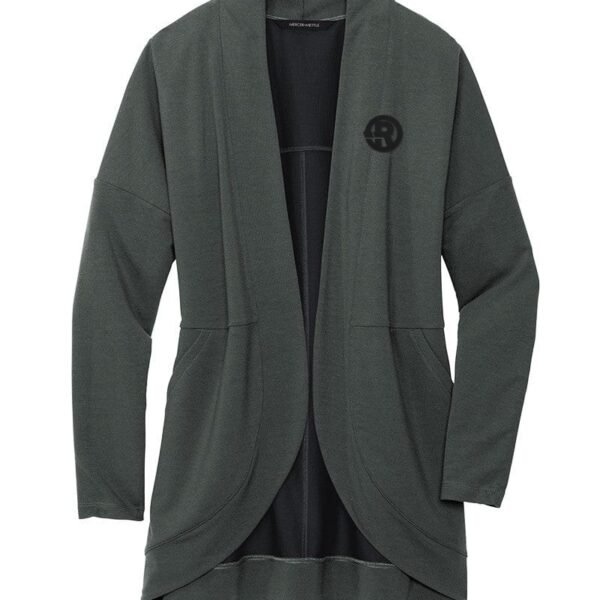 Mercer+Mettle - Women's Stretch Open-Front Cardigan in Anchor Grey with Black RAWSO logo