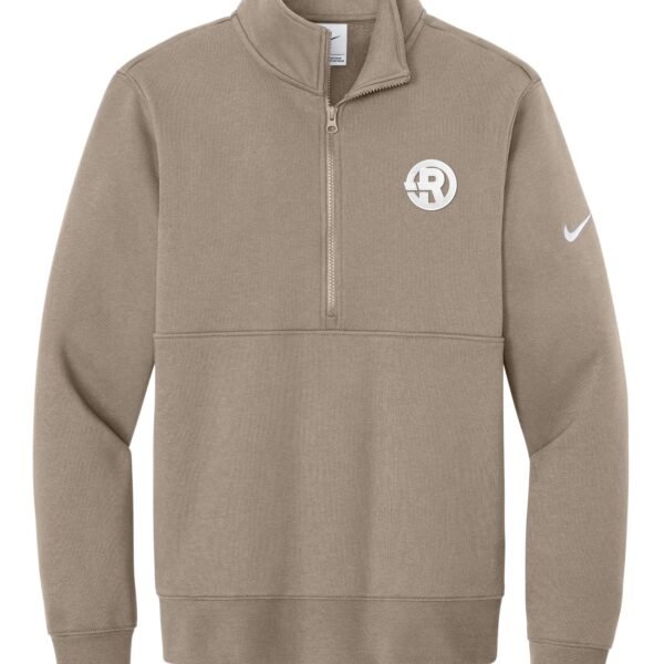 Nike – Men's Club Fleece Sleeve Swoosh 1/2-Zip in Khaki with White RAWSO logo