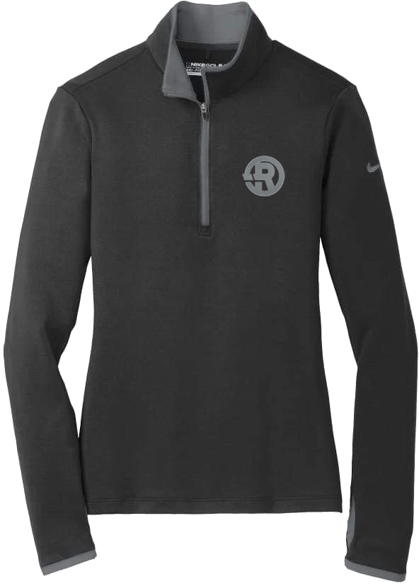 Nike - Women's Dri-FIT Stretch 1/2-Zip Cover-Up in Black/Dark Grey with Grey RAWSO logo
