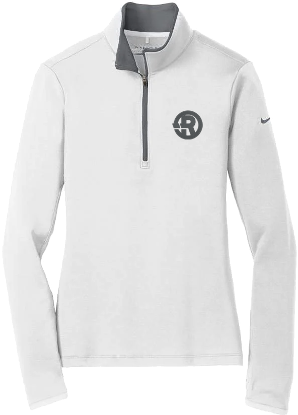 Nike - Women's Dri-FIT Stretch 1/2-Zip Cover-Up in White/Dark Grey with Grey RAWSO logo