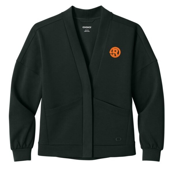 OGIO - Women's Transcend Cardigan in Blacktop with Orange RAWSO logo