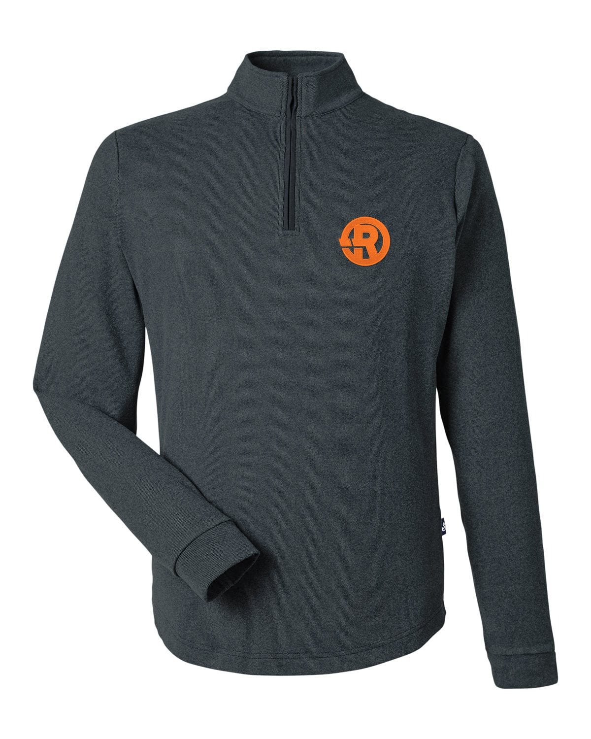 Swannies Golf - Men's Emery Quarter-Zip in Black with Orange RAWSO logo
