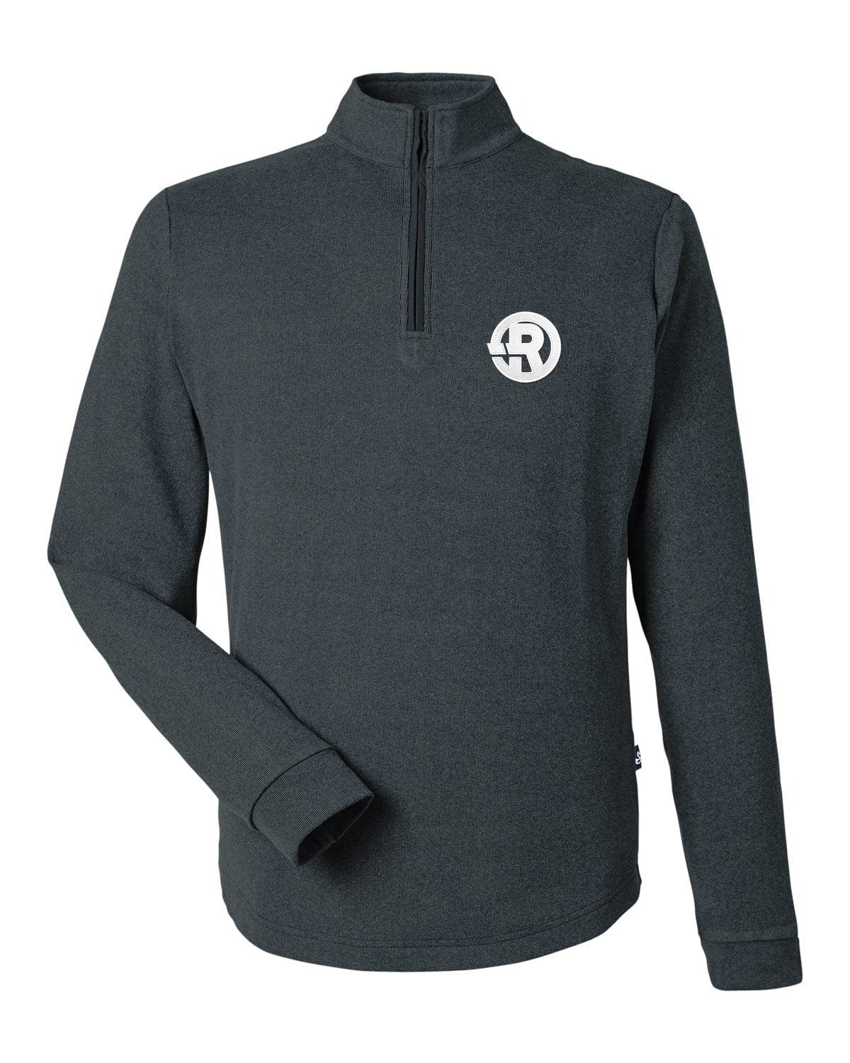 Swannies Golf - Men's Emery Quarter-Zip in Black with White RAWSO logo