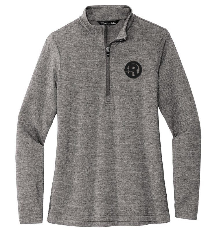 TravisMathew - Women's Crestview 1/4-Zip in Grey Heather with Black RAWSO logo