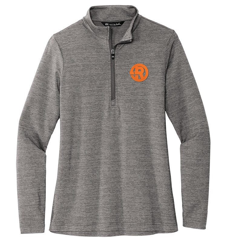 TravisMathew - Women's Crestview 1/4-Zip in Grey Heather with Orange RAWSO logo