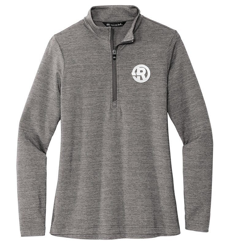 TravisMathew - Women's Crestview 1/4-Zip in Grey Heather with White RAWSO logo