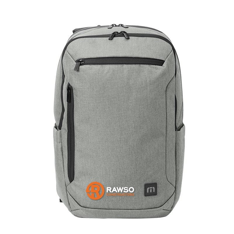 Travis Mathew - Duration Backpack in Shadow Grey Heather with Full Logo (Orange R / White RAWSO) RAWSO logo