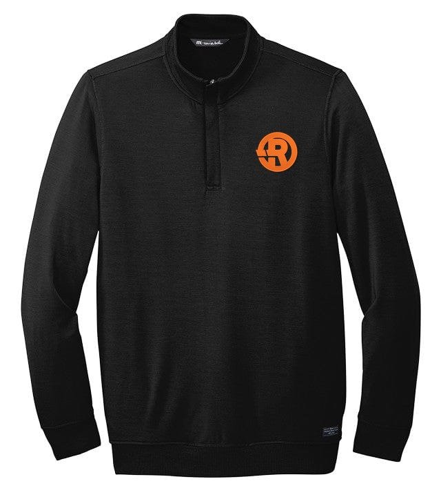 TravisMathew - Men's Newport 1/4-Zip Fleece in Black with Orange RAWSO logo