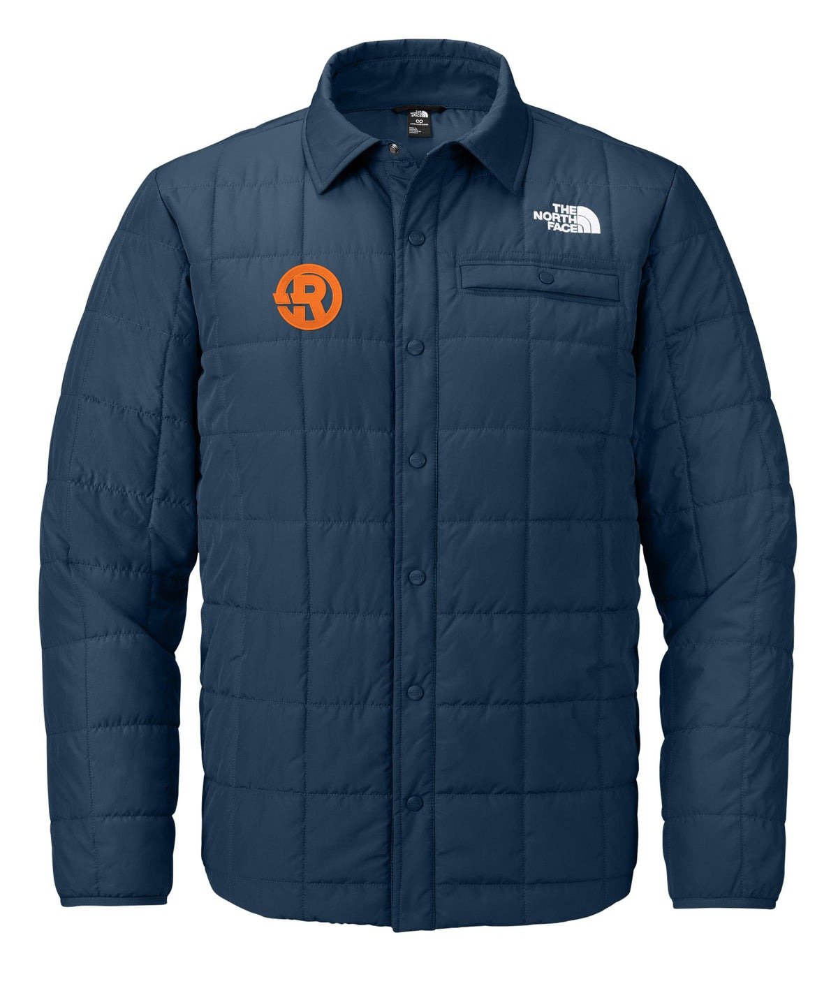 The North Face - Men's Iron Drift Quilted Shirt Jacket in Summit Navy with Orange RAWSO logo