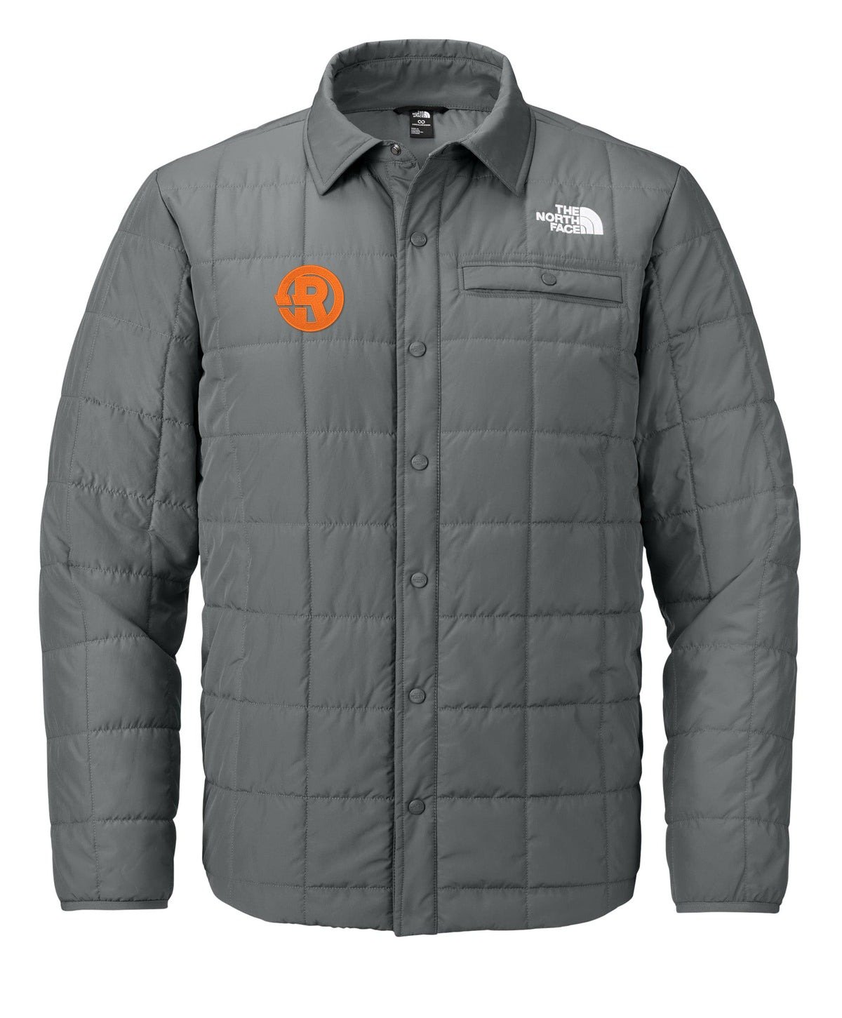 The North Face - Men's Iron Drift Quilted Shirt Jacket in Smoked Pearl Grey with Orange RAWSO logo